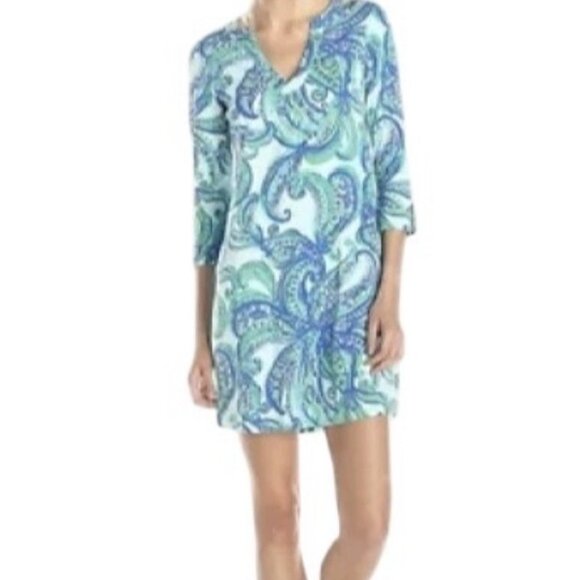Lilly Pulitzer Rossmore T-Shirt Poolside Blue Keep It Current Dress Size XXS - Picture 1 of 8